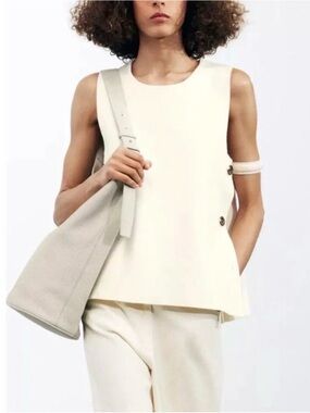 Zara Buttoned Knit Vest, Ivory NWT